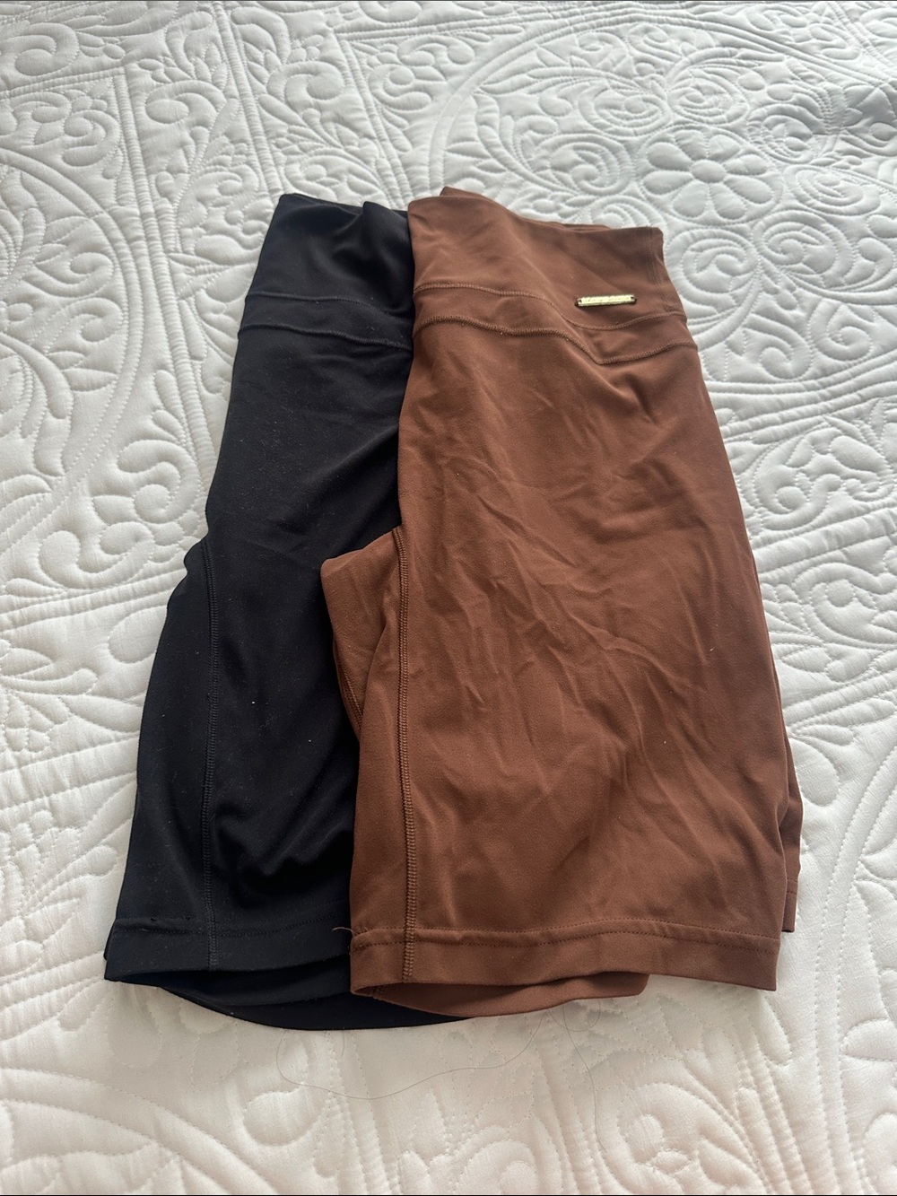 Gymshark Black and Brown High-Waist Workout Shorts